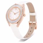 Crystalline aura watch Swiss Made, Leather strap, White, Rose gold-tone finish - Image 3