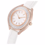 Crystalline aura watch Swiss Made, Leather strap, White, Rose gold-tone finish - Image 4