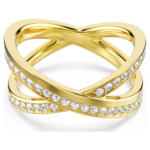 Delta band ring, Round cut, White, 18K gold finish