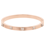 Dextera bangle, Pavé, White, 18K rose gold finish