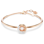 Dextera bangle, Round cut, White, 18K rose gold finish