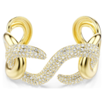 Dextera cuff, Round cut, White, 18K gold finish