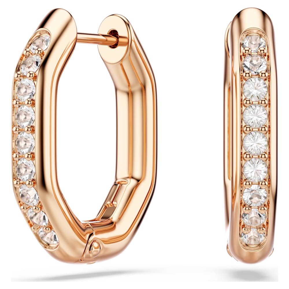 dextera-hoop-earrings-octagon-shape-round-cut-small-white-18k-rose-gold-finish-swarovski-5743798 Dextera hoop earrings, Octagon shape, Round cut, Small, White, 18K rose gold finish - Image 1