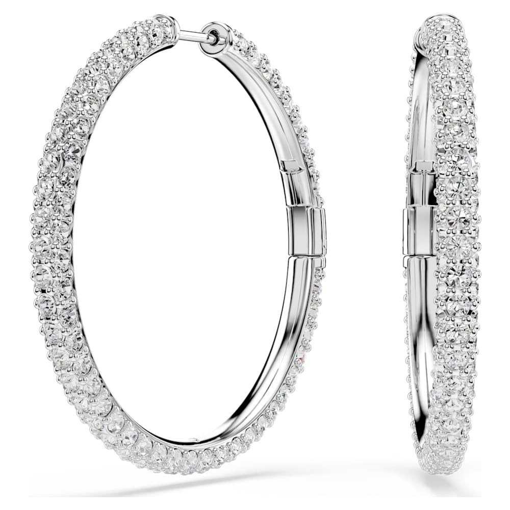 dextera-hoop-earrings-round-cut-white-rhodium-plated-swarovski-5754156 Dextera hoop earrings, Round cut, White, Rhodium plated - Image 1