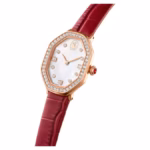 Dextera octagon watch Swiss Made, Leather strap, Red, Rose gold-tone finish - Image 6