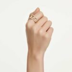 Dextera open ring, Round cut, White, 18K gold finish - Image 2