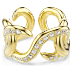Dextera open ring, Round cut, White, 18K gold finish