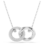 Dextera pendant, Interlocking loop, White, Rhodium plated