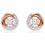 Dextera stud earrings Round cut, White, 18K rose gold finish