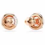 Dextera stud earrings Round cut, White, 18K rose gold finish - Image 4