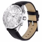 Dextera tachymetre watch Swiss Made, Leather strap, Silver Tone, Stainless steel - Image 3