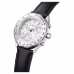 Dextera tachymetre watch Swiss Made, Leather strap, Silver Tone, Stainless steel - Image 6