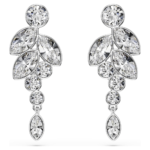 Diapason drop earrings, Mixed cuts, White, Rhodium plated
