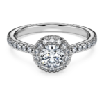 Eternity halo solitaire ring, Lab-grown diamonds 0.8 ct tw, Round shape, 18K white gold