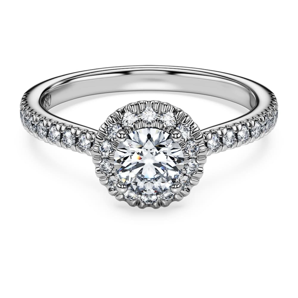 eternity-halo-solitaire-ring-lab-grown-diamonds-0.8-ct-tw-round-shape-18k-white-gold-swarovski-5697824 Eternity halo solitaire ring, Lab-grown diamonds 0.8 ct tw, Round shape, 18K white gold - Image 1
