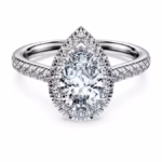 Eternity halo solitaire ring Lab-grown diamonds 1.3 ct tw, Pear shape, 18K white gold