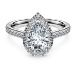 Eternity halo solitaire ring, Lab-grown diamonds 1.3 ct tw, Pear shape, 18K white gold