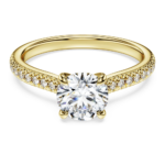 Eternity solitaire ring, Lab-grown diamonds 1.2 ct tw, Round shape, 18K yellow gold