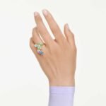 Gema cocktail ring, Mixed cuts, Multicoloured, 18K gold finish - Image 2