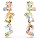 Gema drop earrings Asymmetrical design, Mixed cuts, Multicoloured, 18K gold finish - Image 2