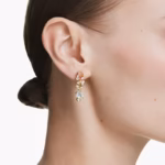 Gema drop earrings Asymmetrical design, Mixed cuts, Multicoloured, 18K gold finish - Image 7