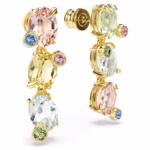 Gema drop earrings Asymmetrical design, Mixed cuts, Multicoloured, 18K gold finish - Image 4