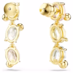 Gema drop earrings Asymmetrical design, Mixed cuts, Multicoloured, 18K gold finish - Image 6