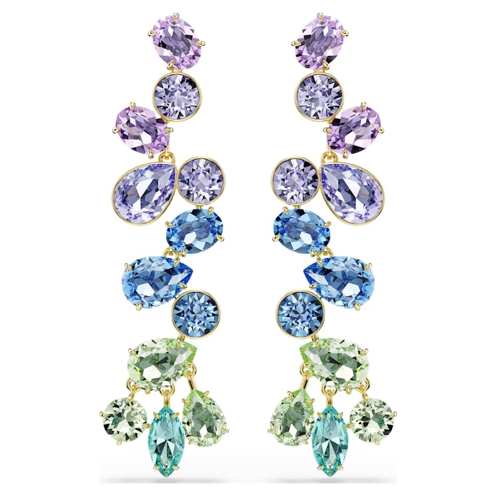 gema-drop-earrings-mixed-cuts-chandelier-long-multicoloured-18k-gold-finish-swarovski-5751294 Gema drop earrings, Mixed cuts, Chandelier, Long, Multicoloured, 18K gold finish - Image 1