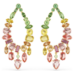 Gema drop earrings, Mixed cuts, Chandelier, Multicoloured, 18K gold finish
