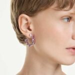 Gema hoop earrings, Pink, Rhodium plated - Image 2