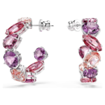 Gema hoop earrings, Pink, Rhodium plated