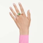 Gema motif ring, Set (3), Multicoloured, 18K gold finish - Image 2
