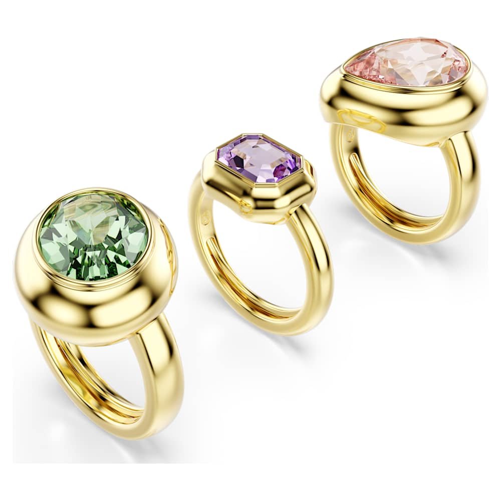 gema-motif-ring-set-3-multicoloured-18k-gold-finish-swarovski-5741583 Gema motif ring, Set (3), Multicoloured, 18K gold finish - Image 1