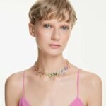 Gema necklace, Mixed cuts, Dangling crystals, Multicoloured, 18K gold finish - Image 2