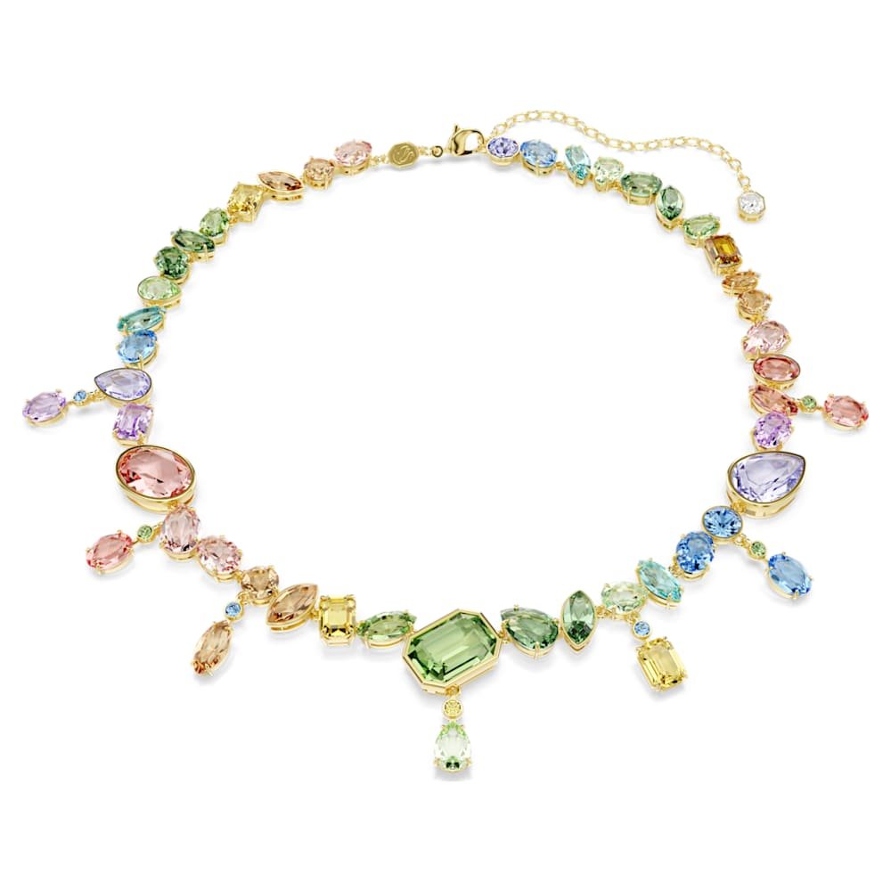 gema-necklace-mixed-cuts-dangling-crystals-multicoloured-18k-gold-finish-swarovski-5737443 Gema necklace, Mixed cuts, Dangling crystals, Multicoloured, 18K gold finish - Image 1