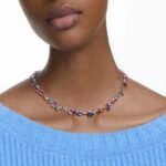 Gema necklace, Mixed cuts, Multicoloured, Rhodium plated - Image 2