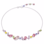 Gema necklace Mixed cuts, Multicoloured, Rhodium plated - Image 2
