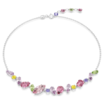 Gema necklace, Mixed cuts, Multicoloured, Rhodium plated