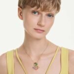 Gema pendant, Mixed cuts, Dangling crystals, Multicoloured, 18K gold finish - Image 2