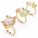 Gema ring Set (3), Mixed cuts, Multicoloured, 18K gold finish - Image 4