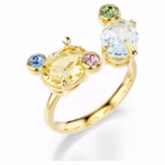 Gema ring Set (3), Mixed cuts, Multicoloured, 18K gold finish - Image 5