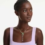Gema Y necklace, Mixed cuts, Multicoloured, 18K gold finish - Image 2