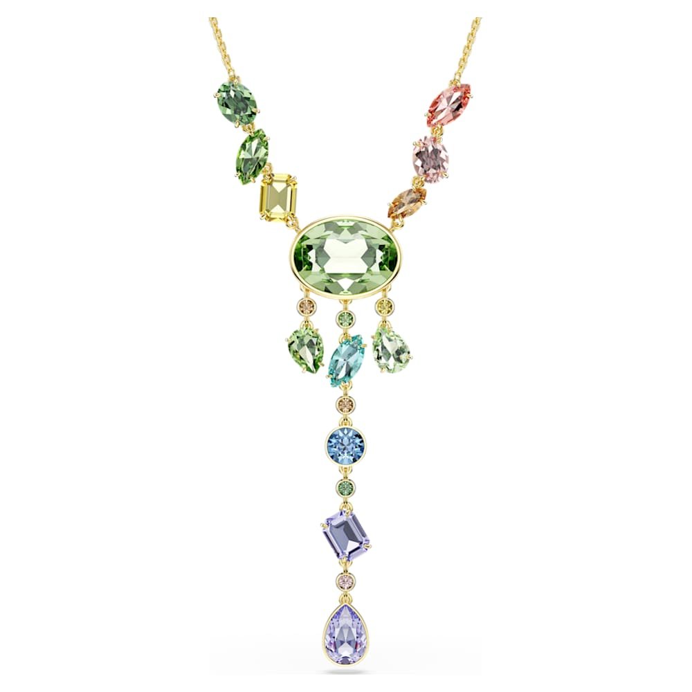 gema-y-necklace-mixed-cuts-multicoloured-18k-gold-finish-swarovski-5737451 Gema Y necklace, Mixed cuts, Multicoloured, 18K gold finish - Image 1