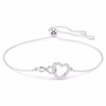 Hyperbola bracelet Infinity and heart, White, Rhodium plated - Image 2