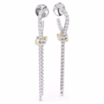 Hyperbola drop earrings Round cut, Knot, White, Mixed metal finish