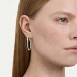 Hyperbola earrings, Round cut, White, Mixed metal finish - Image 2