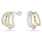 Hyperbola hoop earrings, Mixed cuts, Mini, White, Mixed metal finish