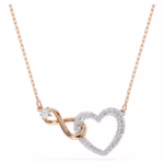 Hyperbola necklace Infinity and heart, White, Mixed metal finish - Image 2