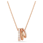 Hyperbola pendant, Mixed cuts, White, 18K rose gold finish