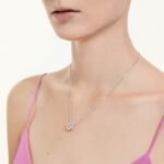 Hyperbola pendant, Round cut, White, Rhodium plated - Image 2